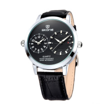 2014 new two zone time leather strap advertising wrist watch